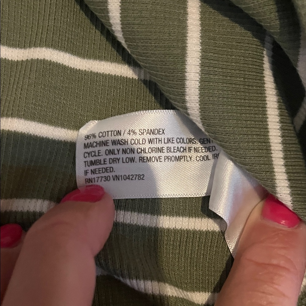 Universal Thread Olive Striped Long Sleeve Tee - Picture 3 of 3
